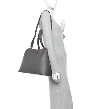 Prada Saffiano Cuir Calfskin Matinee Tote Fumo Black 2 of 11