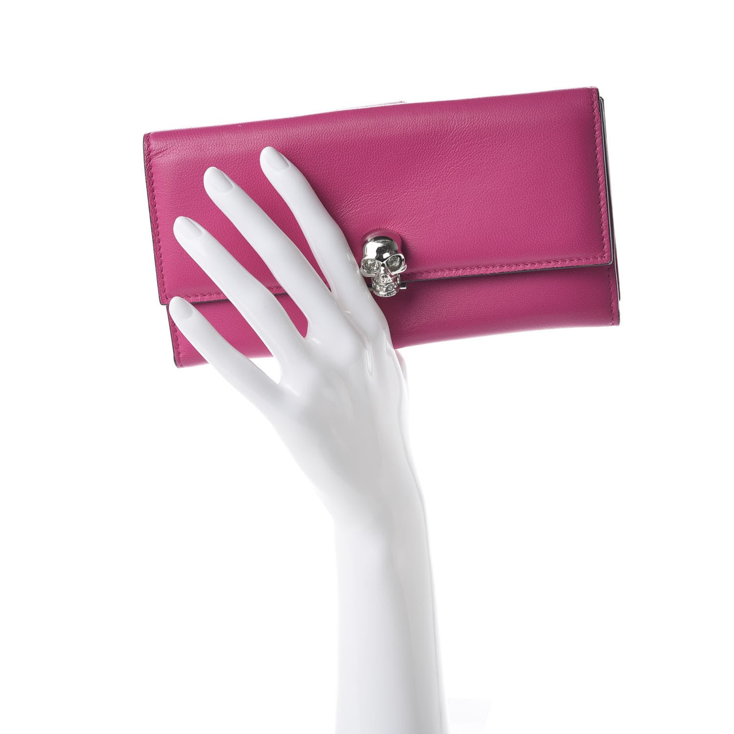 Alexander McQueen Calfskin Skull Continental Wallet Bouganville 2 of 9