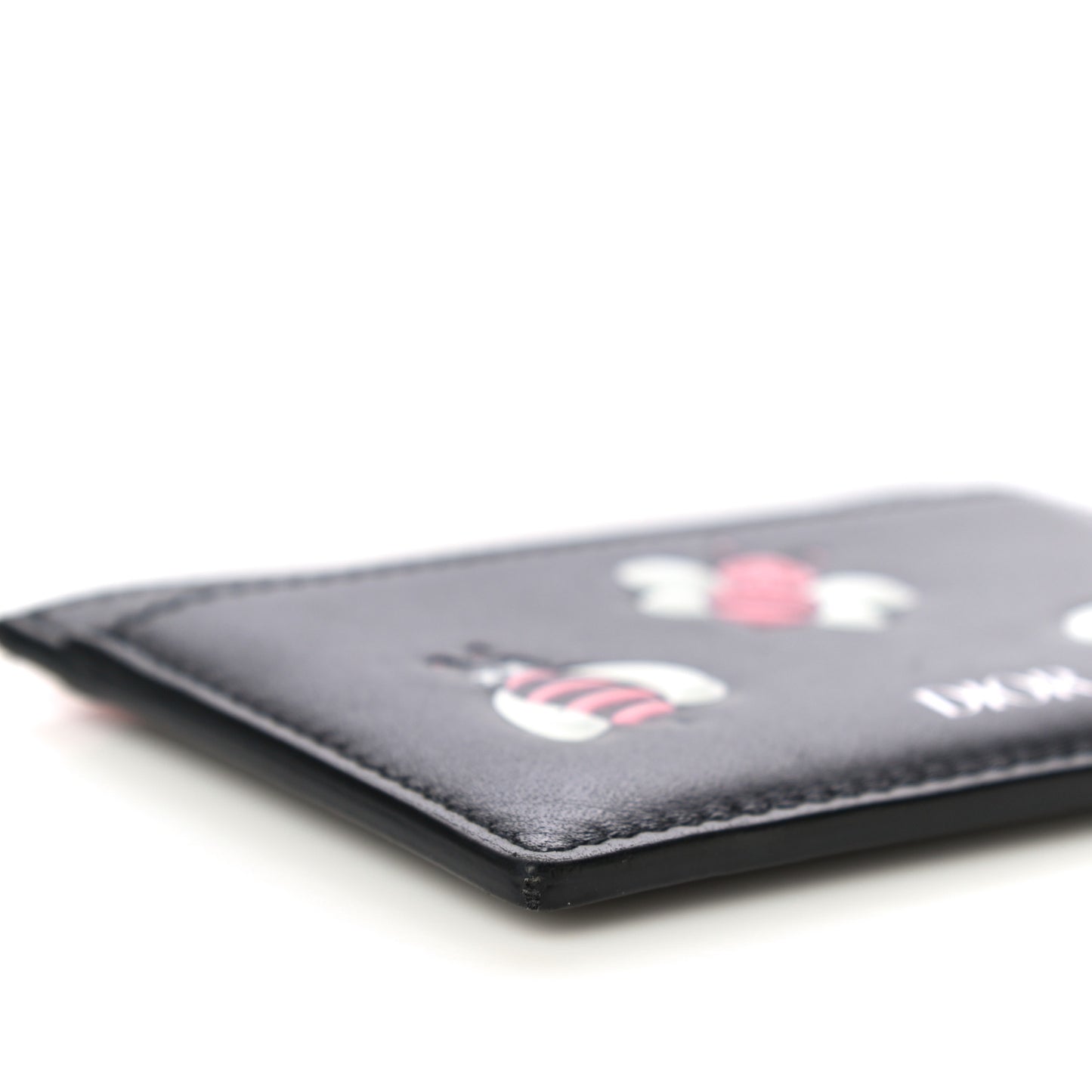 x KAWS Calfskin Bee Card Holder Pink Black