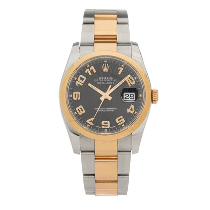 Rolex Stainless Steel 18K Everose Gold 36mm Oyster Perpetual Datejust Watch Concentric Black 116201 1 of 4