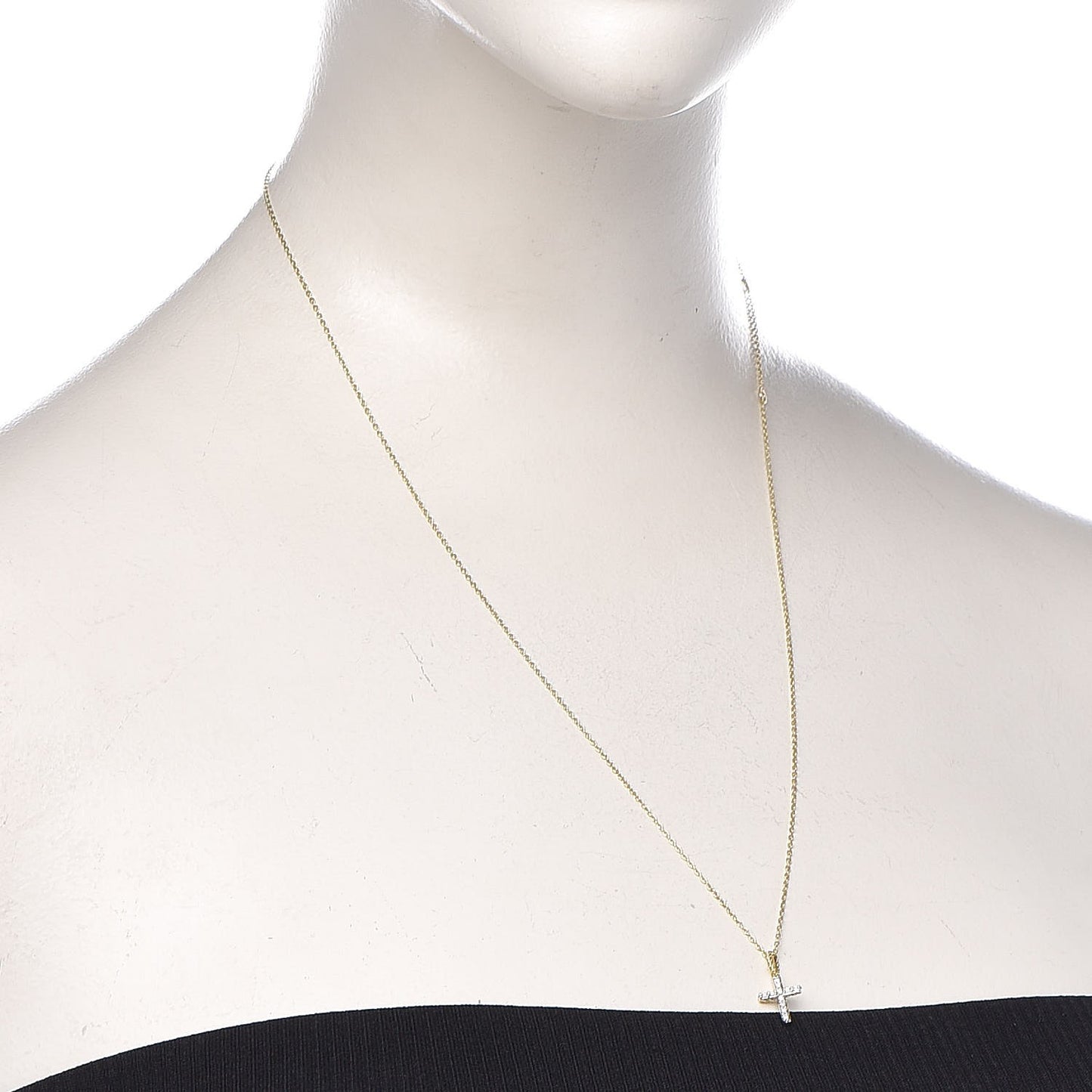18K Yellow Gold Diamond Cable Collectibles Cross Necklace