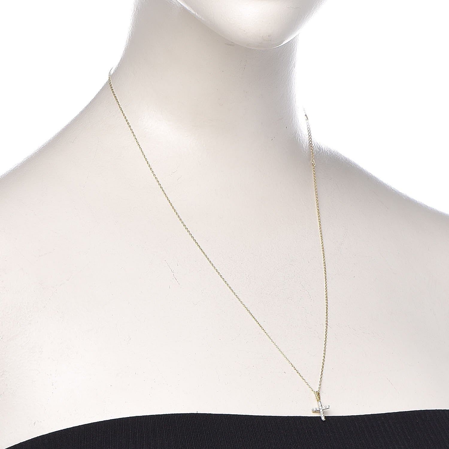David Yurman 18K Yellow Gold Diamond Cable Collectibles Cross Necklace 2 of 7