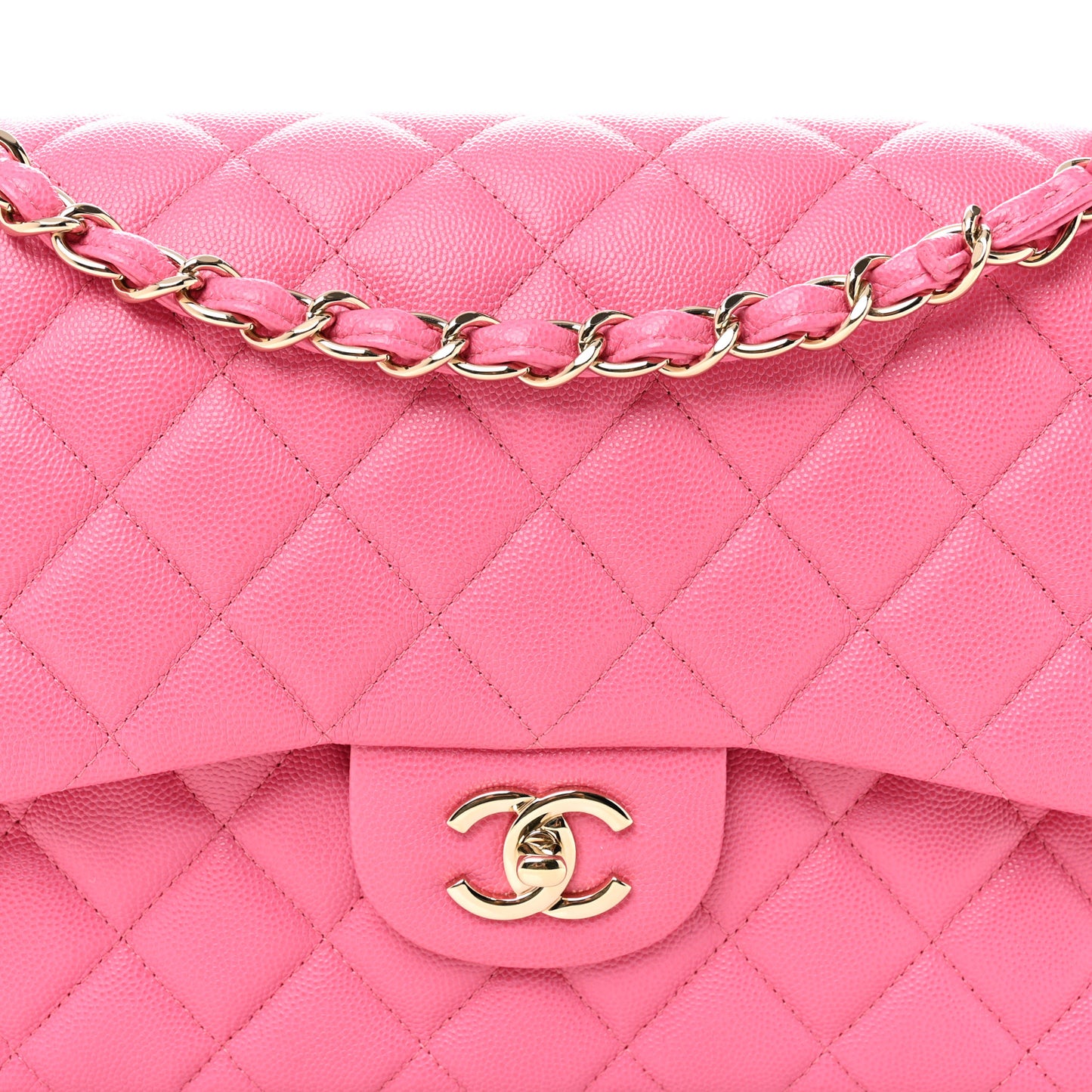 Caviar Quilted Jumbo Double Flap Pink