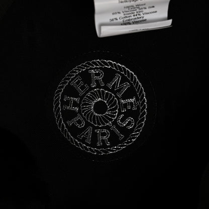 Hermes Wool Flannel Embroidered Womens Cabourg En Finesse Cap 57 Black 7 of 9
