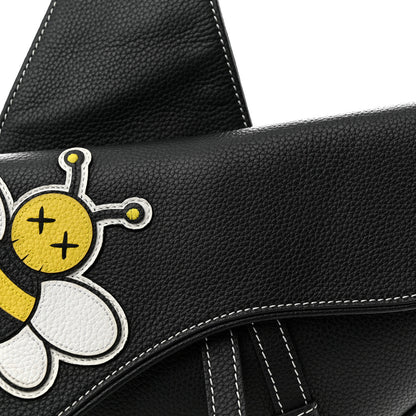 Christian Dior X KAWS Grained Calfskin Bee Saddle Bag Black 8 of 11