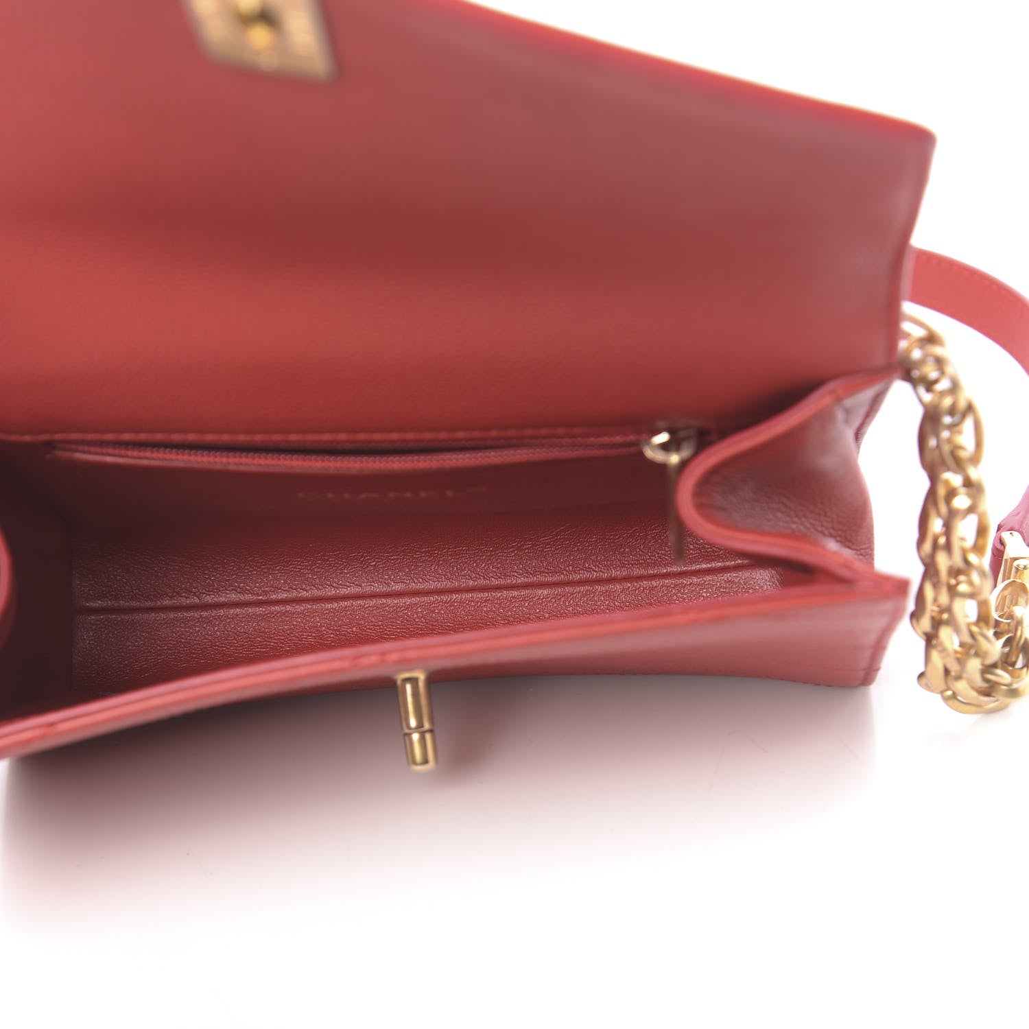 Chanel Calfskin Chevron Stitched Coco Waist Bag Red 5 of 10
