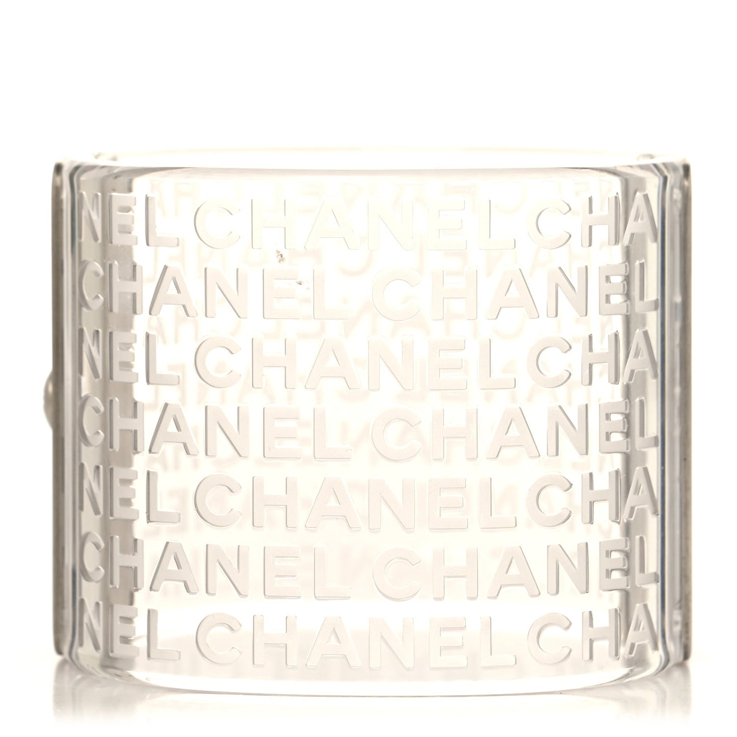 Lucite Logo Cuff Transparent Silver
