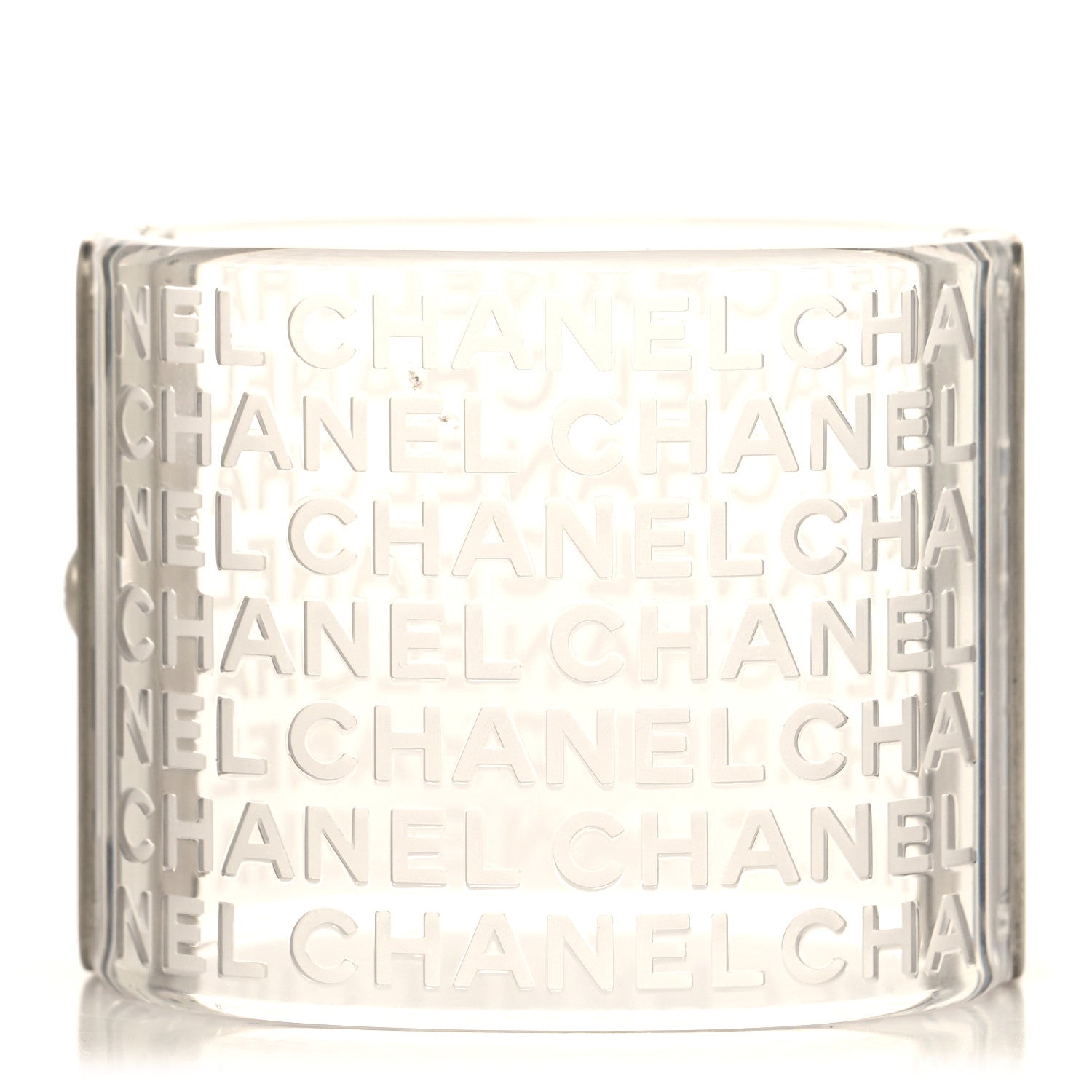 Chanel Lucite Logo Cuff Transparent Silver 1 of 4