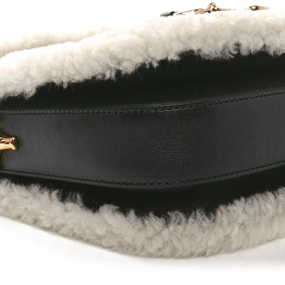 Gucci Sakai Be Green Calfskin Shearling Horsebit 1955 Shoulder Bag Black 9 of 10