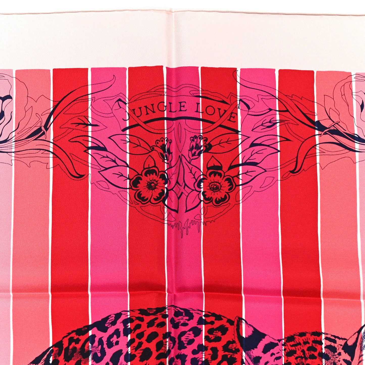 Silk Jungle Love Rainbow Scarf 90 Rose Vif Encre Rouge
