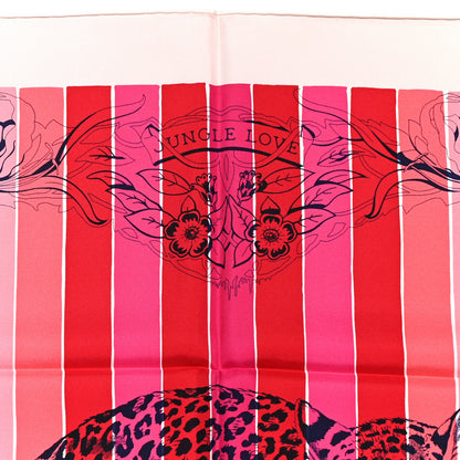 Hermes Silk Jungle Love Rainbow Scarf 90 Rose Vif Encre Rouge 3 of 5