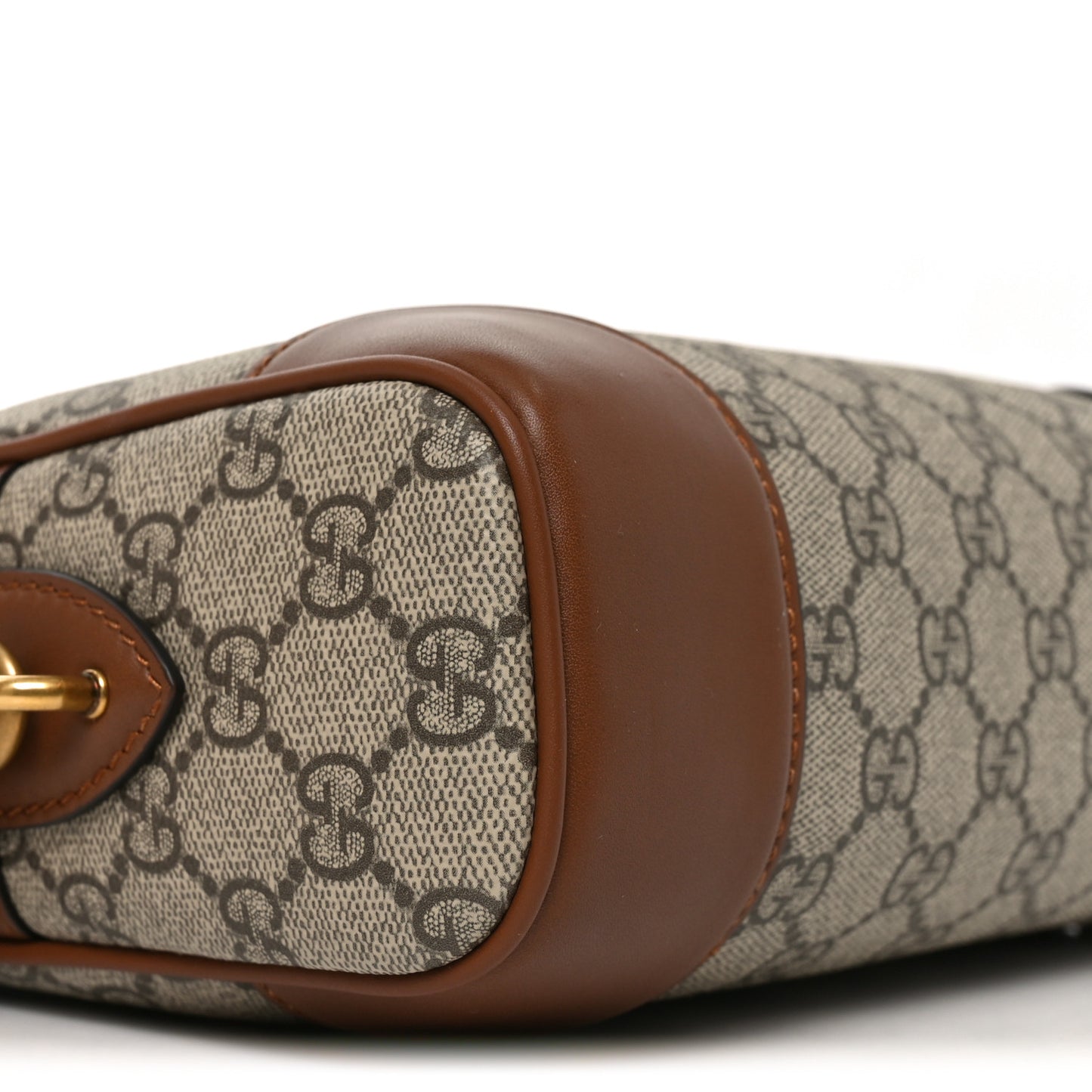 GG Supreme Monogram Textured Calfskin Emblem Small Crossbody Beige Dark Brown