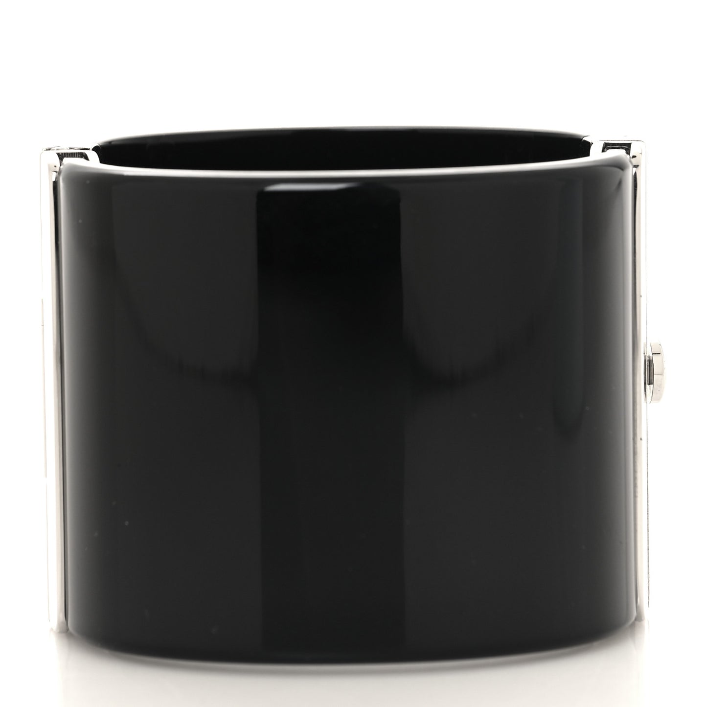 Resin Lambskin Baguette Crystal CC Chain Cuff Bracelet S Black