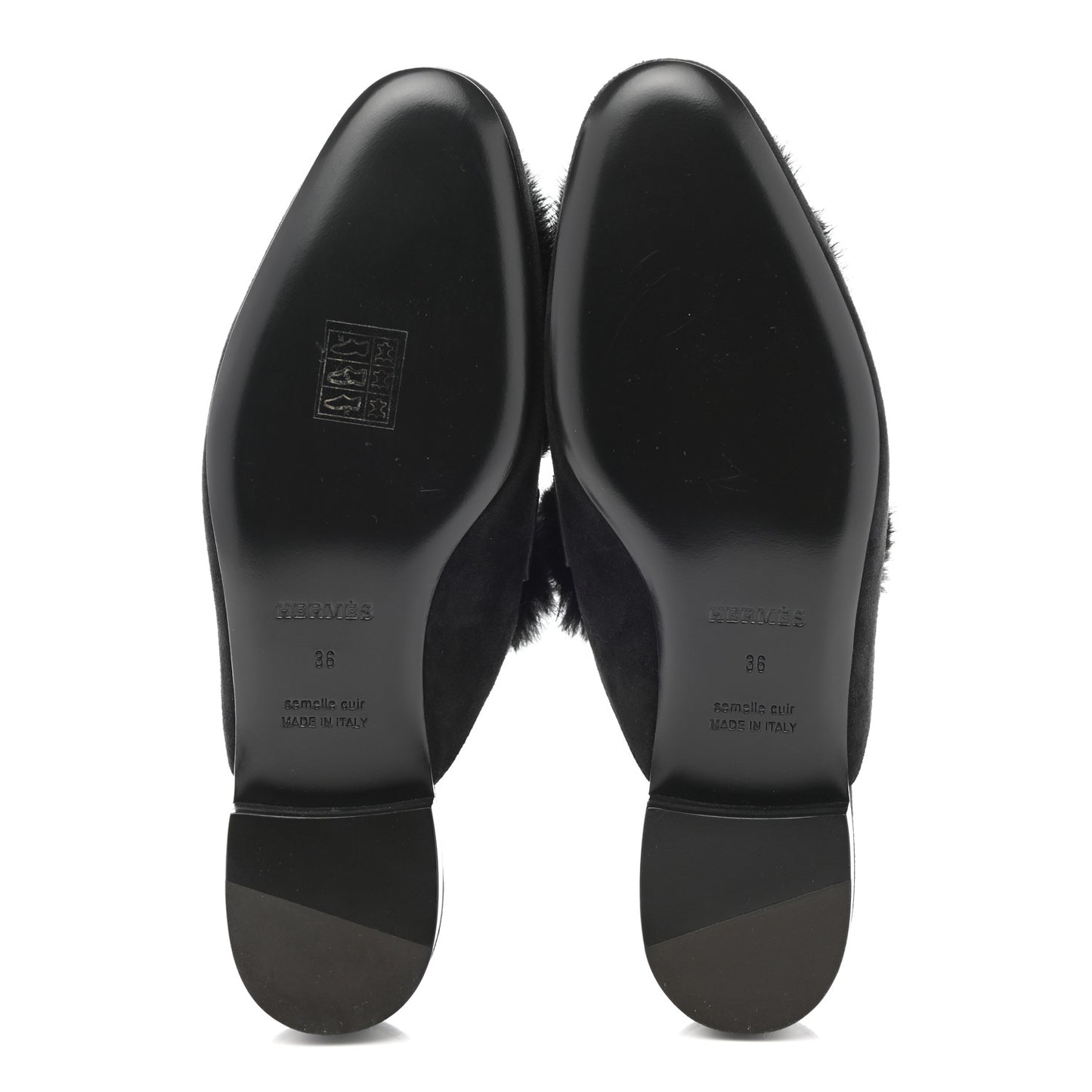 Mink Fur Suede Goatskin Trocadero Mule 36 Black