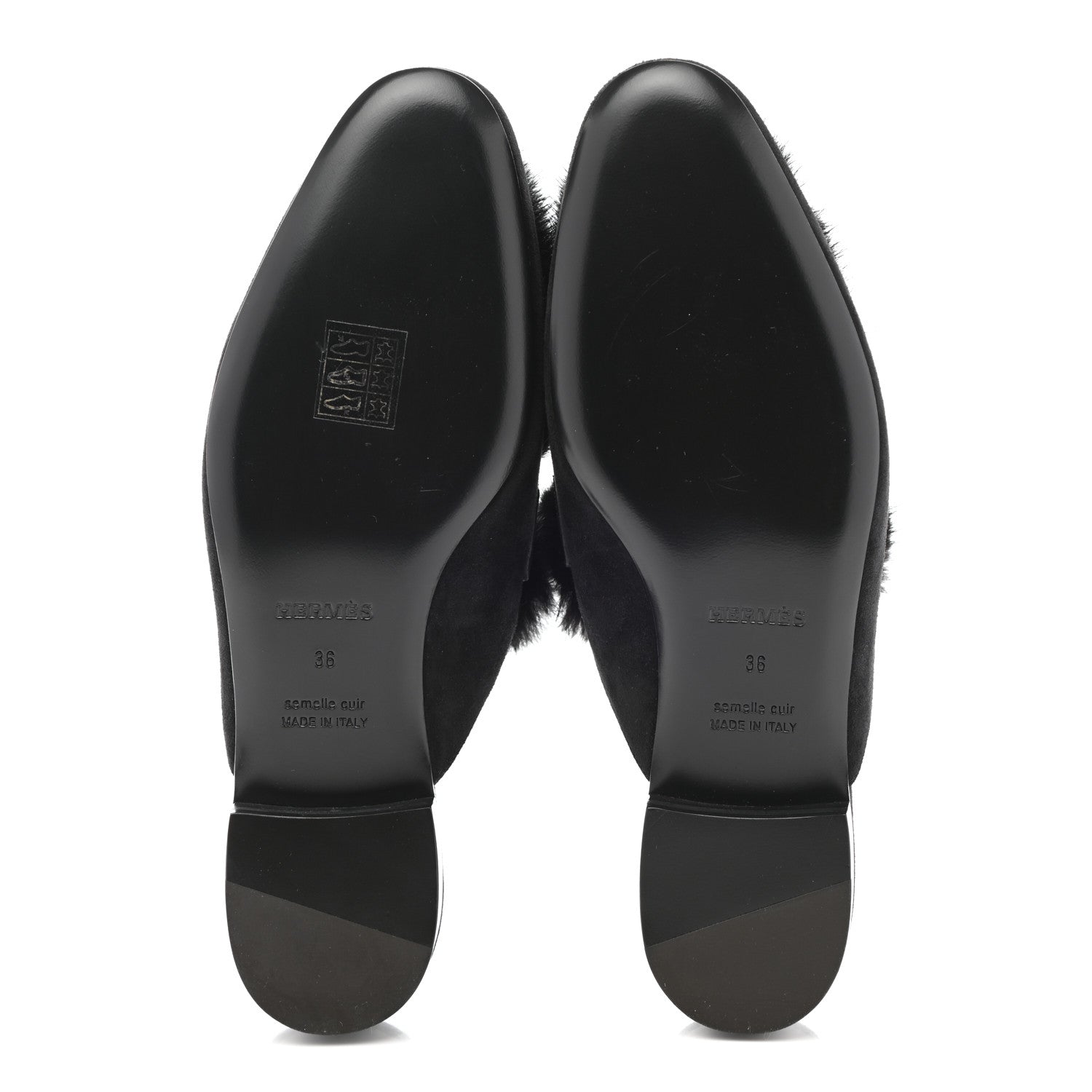 Hermes Mink Fur Suede Goatskin Trocadero Mule 36 Black 5 of 8