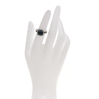 David Yurman Sterling Silver Diamond Hampton Blue Topaz 9mm Chatelaine Pave Bezel Ring 48 4.5 2 of 5