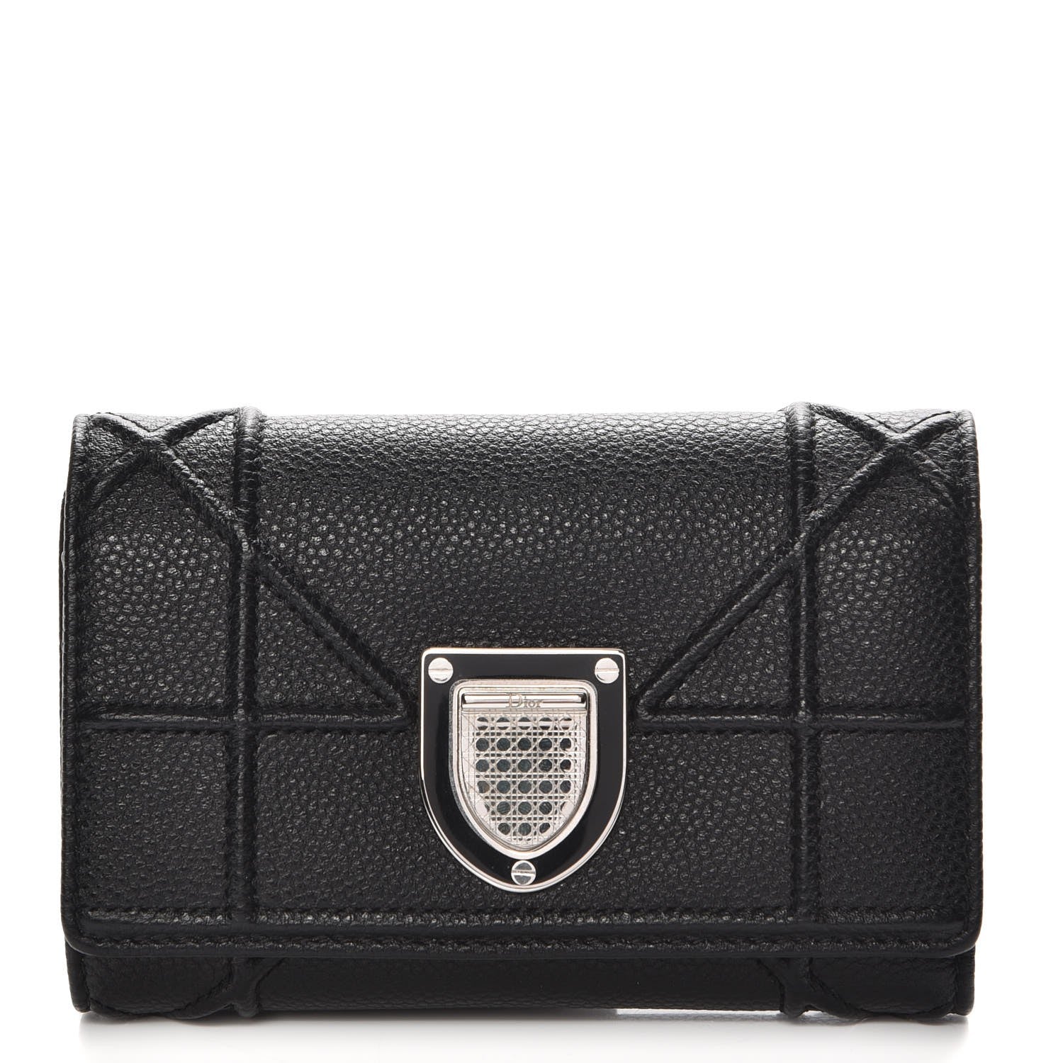 Christian Dior Grained Calfskin Cannage Diorama Elancee Wallet Black 1 of 8