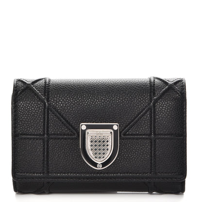 Christian Dior Grained Calfskin Cannage Diorama Elancee Wallet Black 1 of 8
