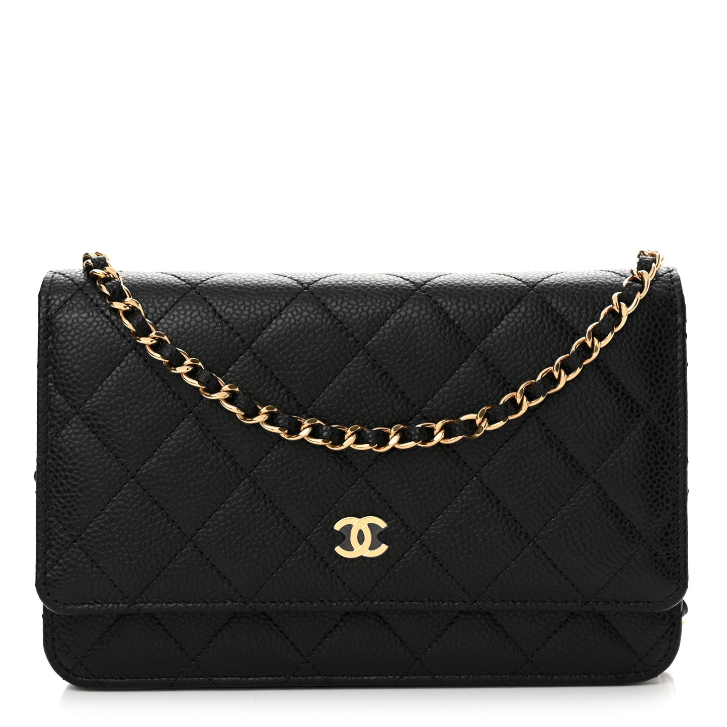 Caviar Quilted Wallet on Chain WOC Black