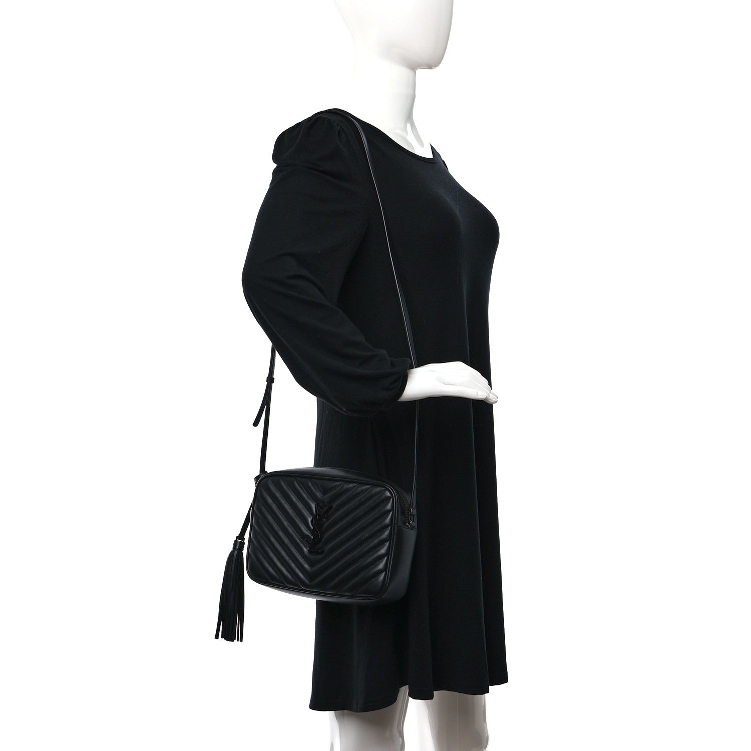 Saint Laurent Calfskin Matelasse Monogram Monochrome Lou Camera Bag Black 2 of 10