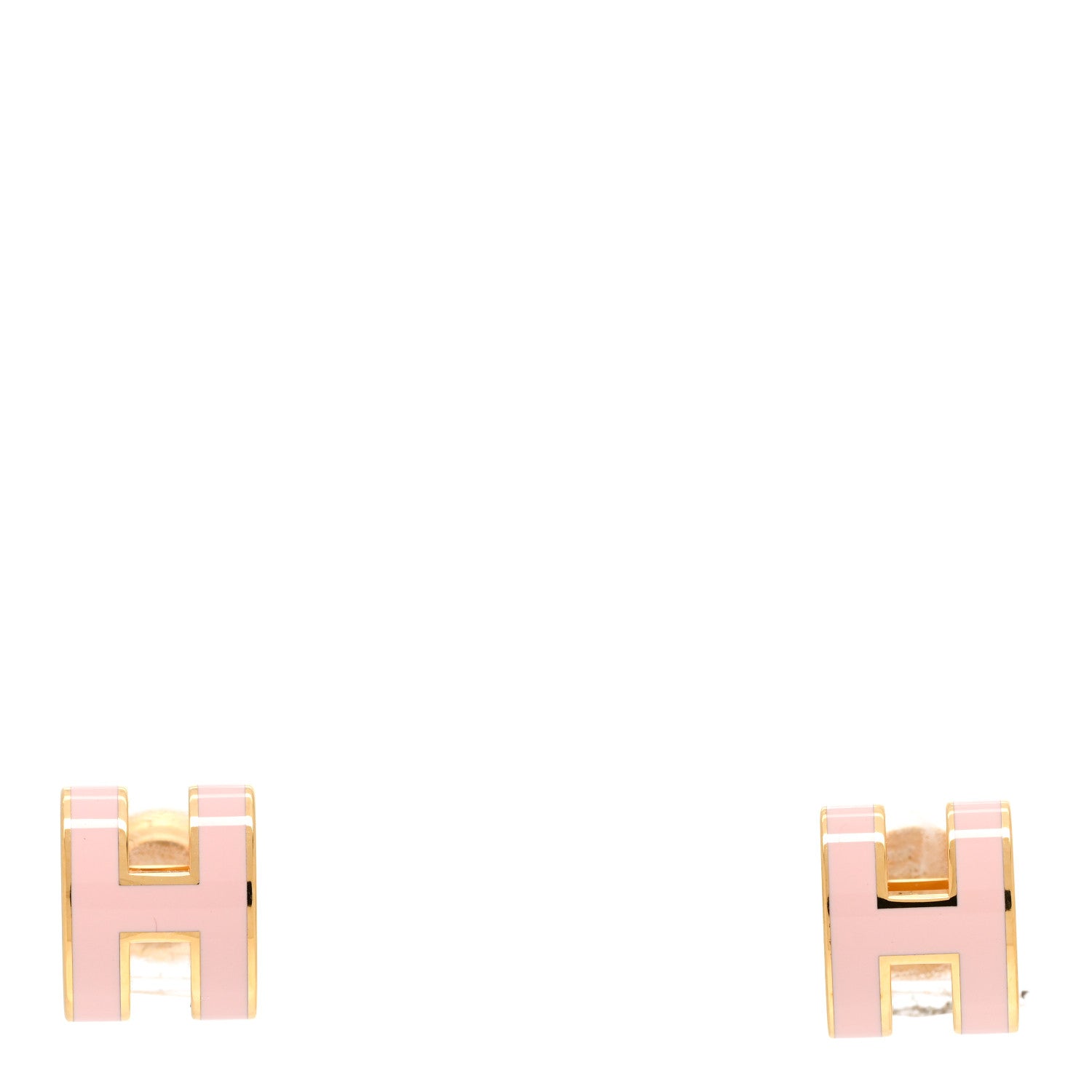 Hermes Rose Gold Lacquered Mini Pop H Earrings Rose Sakura 1 of 5