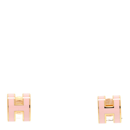 Hermes Rose Gold Lacquered Mini Pop H Earrings Rose Sakura 1 of 5