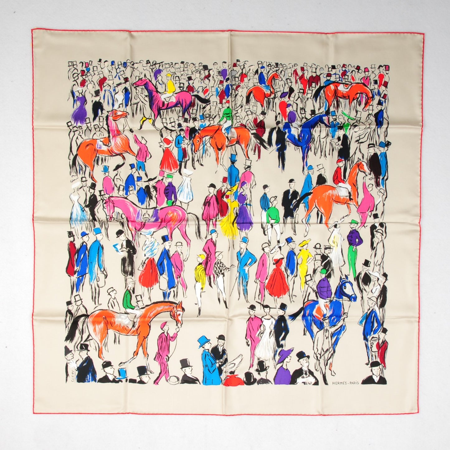 Silk Paddock Scarf 90 Mastic Violet Orange