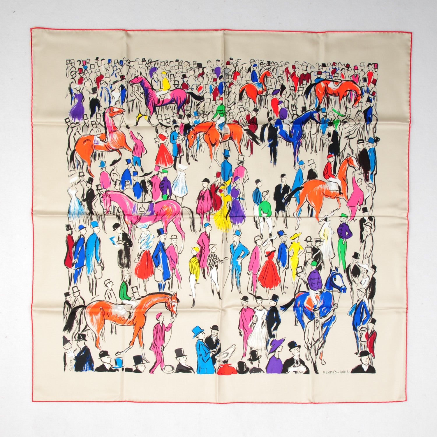 Hermes Silk Paddock Scarf 90 Mastic Violet Orange 2 of 7