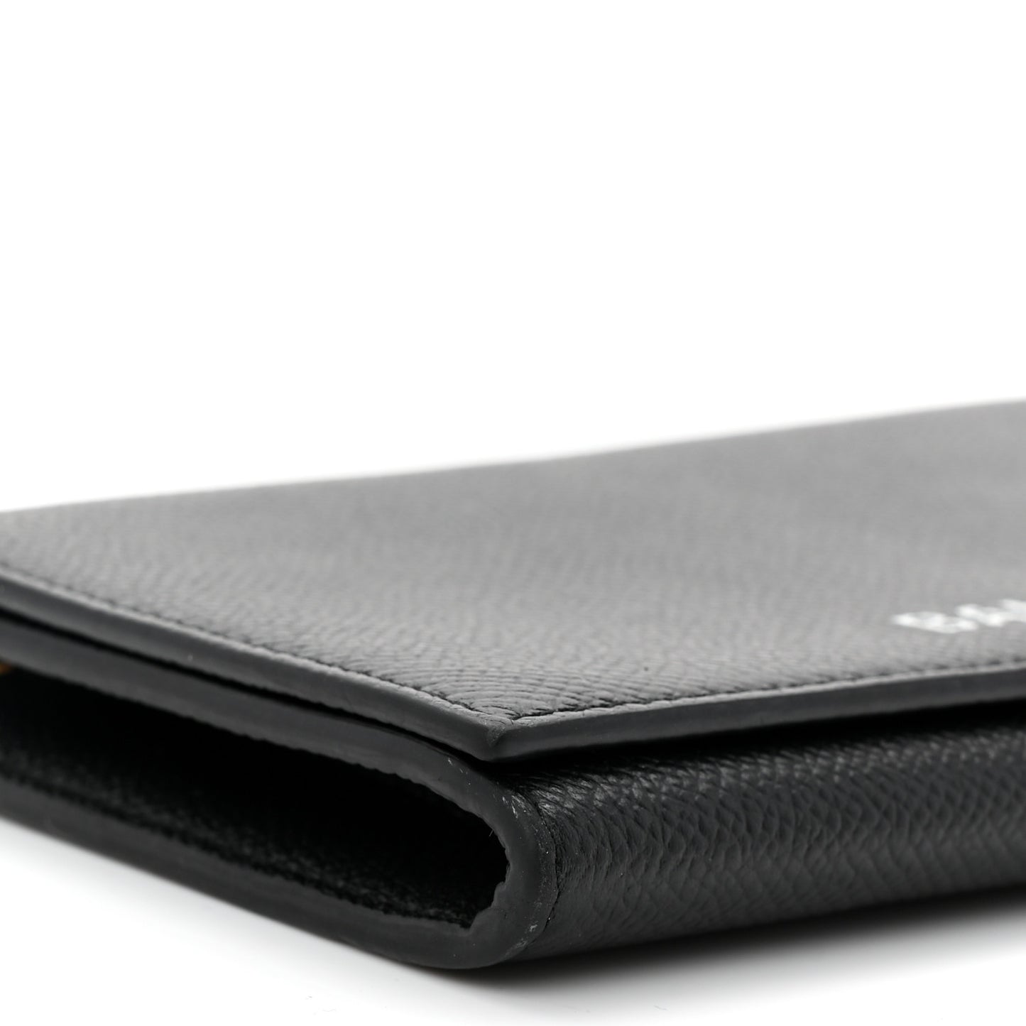 Signature Grained Calfskin Logo Ville Wallet on Chain Black