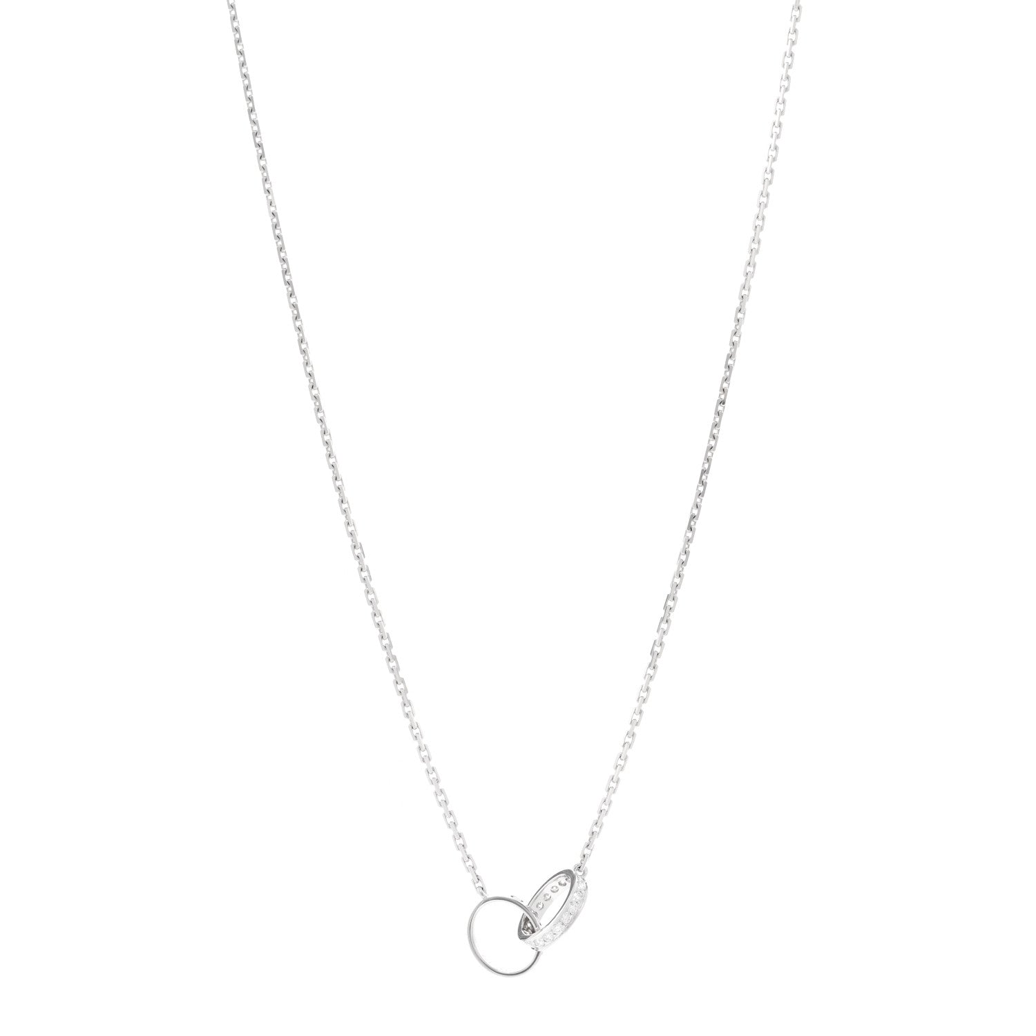 Cartier 18K White Gold Diamond Interlocking LOVE Necklace 1 of 5