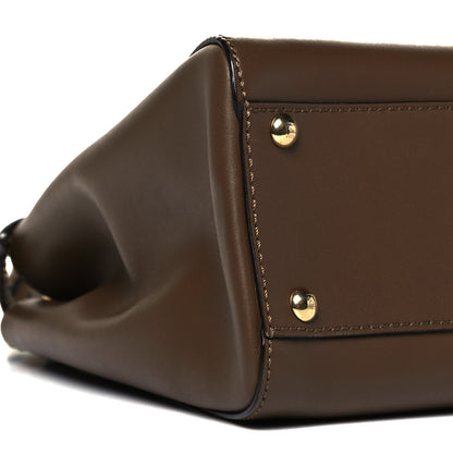 Fendi Vitello Morgan Fabric Jacquard Pequin Medium Peekaboo Iconic Satchel Foresta Tobacco Black 8 of 9