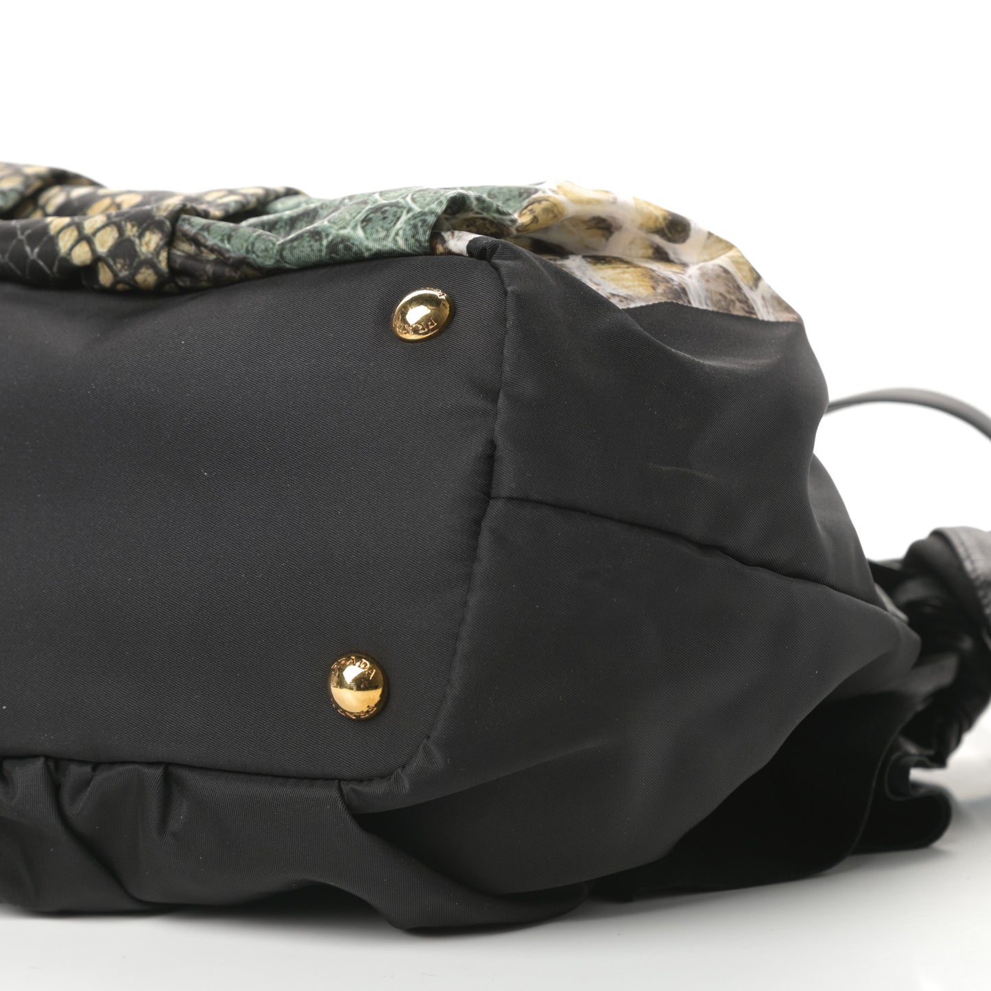 Nylon Python Print Large Bow Bag Verde