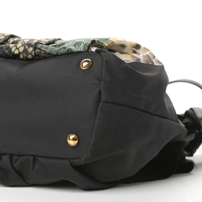 Prada Nylon Python Print Large Bow Bag Verde 10 of 11