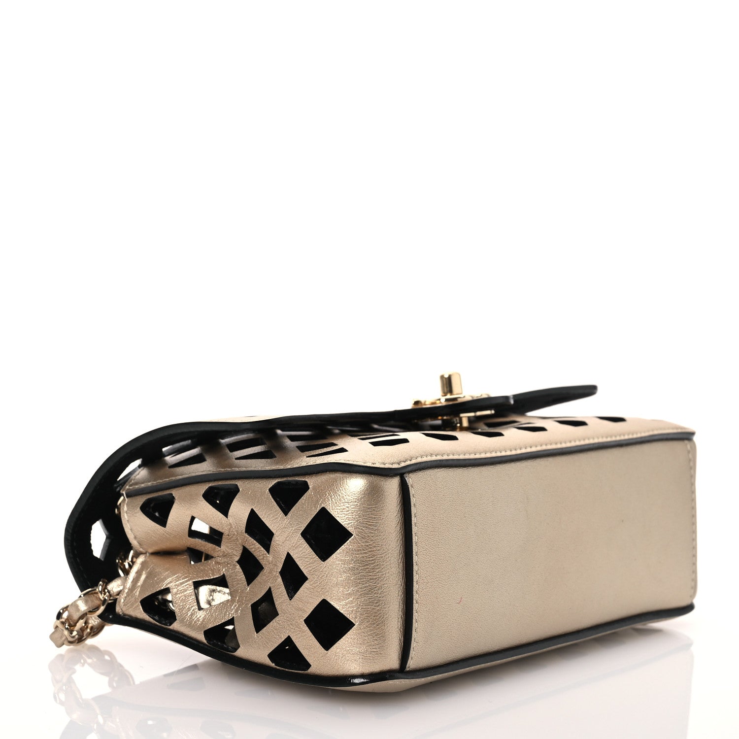 Chanel Metallic Lambskin Small Sea Through Flap Gold Black 5 of 18