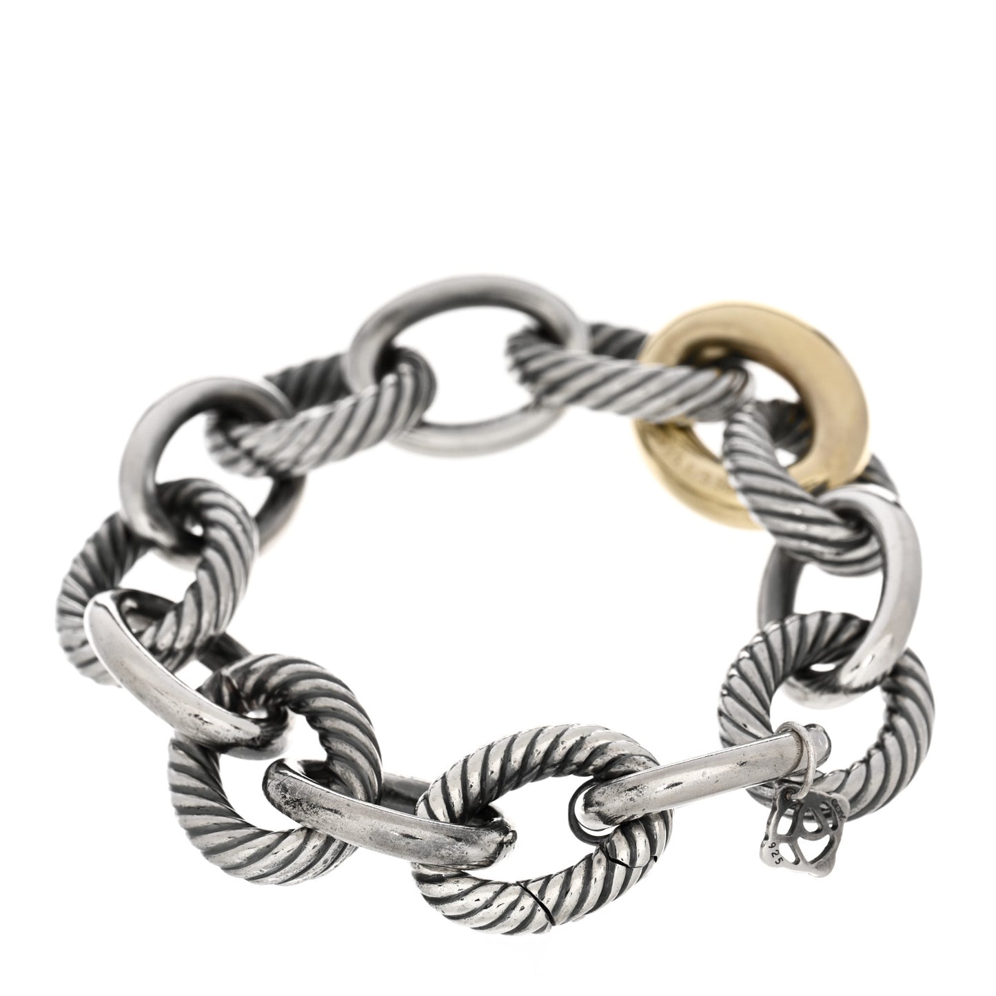 Sterling Silver 14K Yellow Gold 17mm Large Oval Link Bracelet