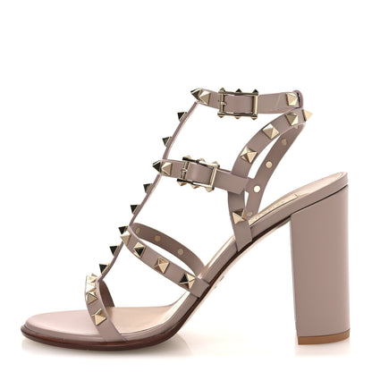 Valentino Garavani Calfskin Rockstud 90mm City Sandals 38.5 Poudre 1 of 13