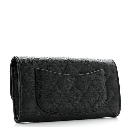 Chanel Caviar Quilted Large Gusset Flap Wallet Black 3 of 10