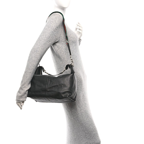 Grained Calfskin Medium Brea Crossbody Bag Black