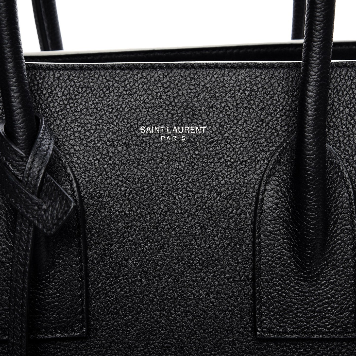 Grained Calfskin Topstitch Small Sac De Jour Black Porcelain
