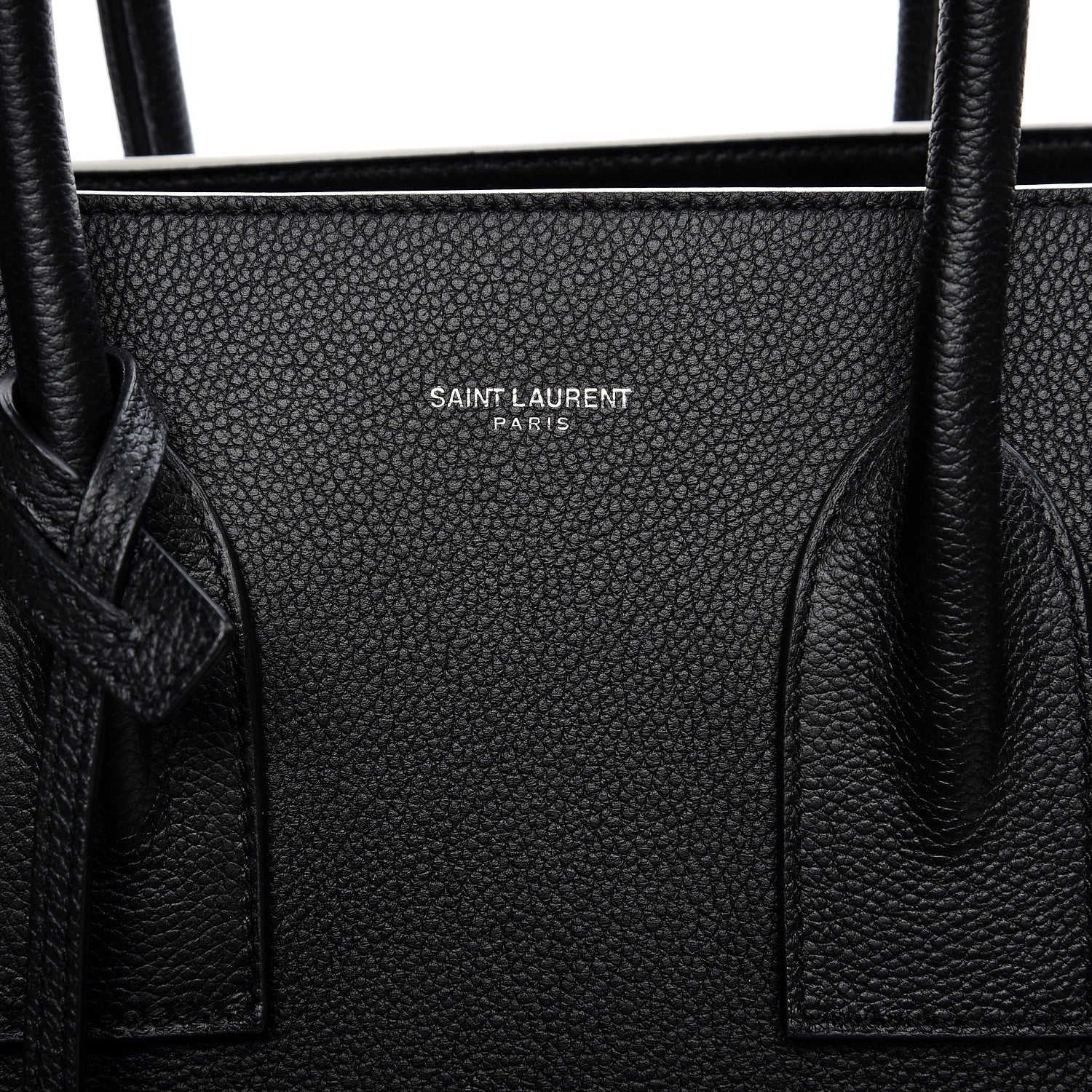 Saint Laurent Grained Calfskin Topstitch Small Sac De Jour Black Porcelain 7 of 10