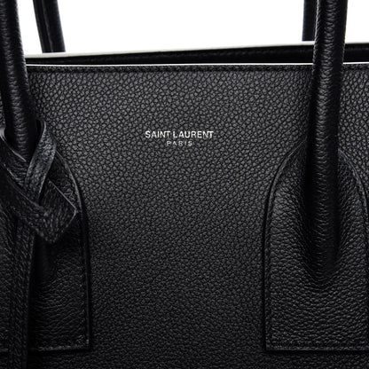 Saint Laurent Grained Calfskin Topstitch Small Sac De Jour Black Porcelain 7 of 10