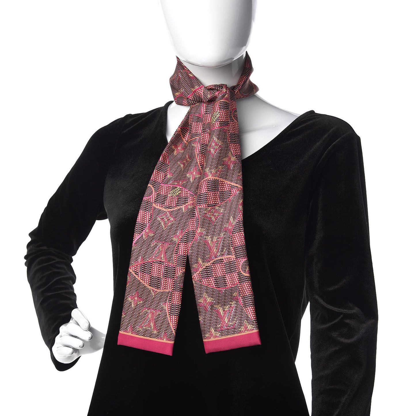Silk Monogram Damier Pop Print Bandeau Pink