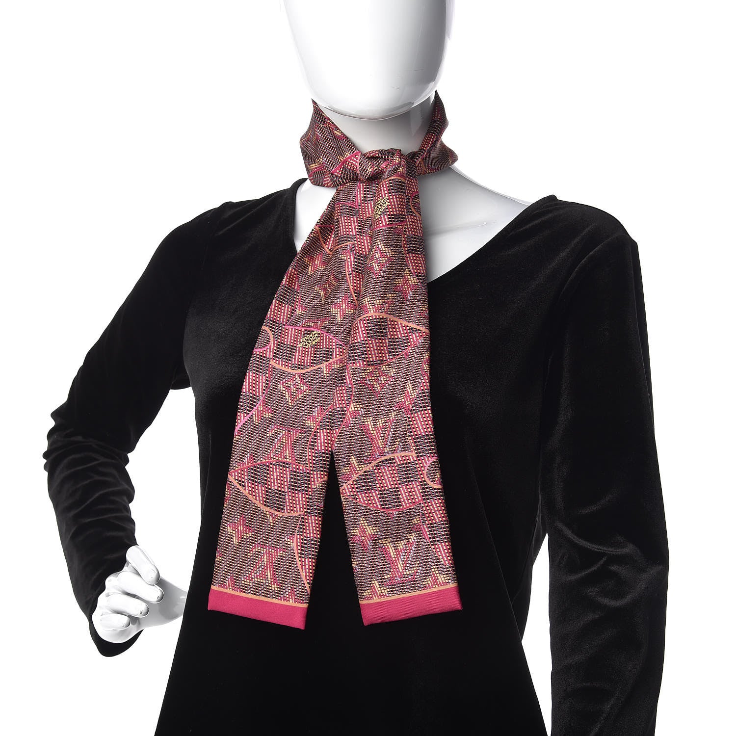 Louis Vuitton Silk Monogram Damier Pop Print Bandeau Pink 2 of 3