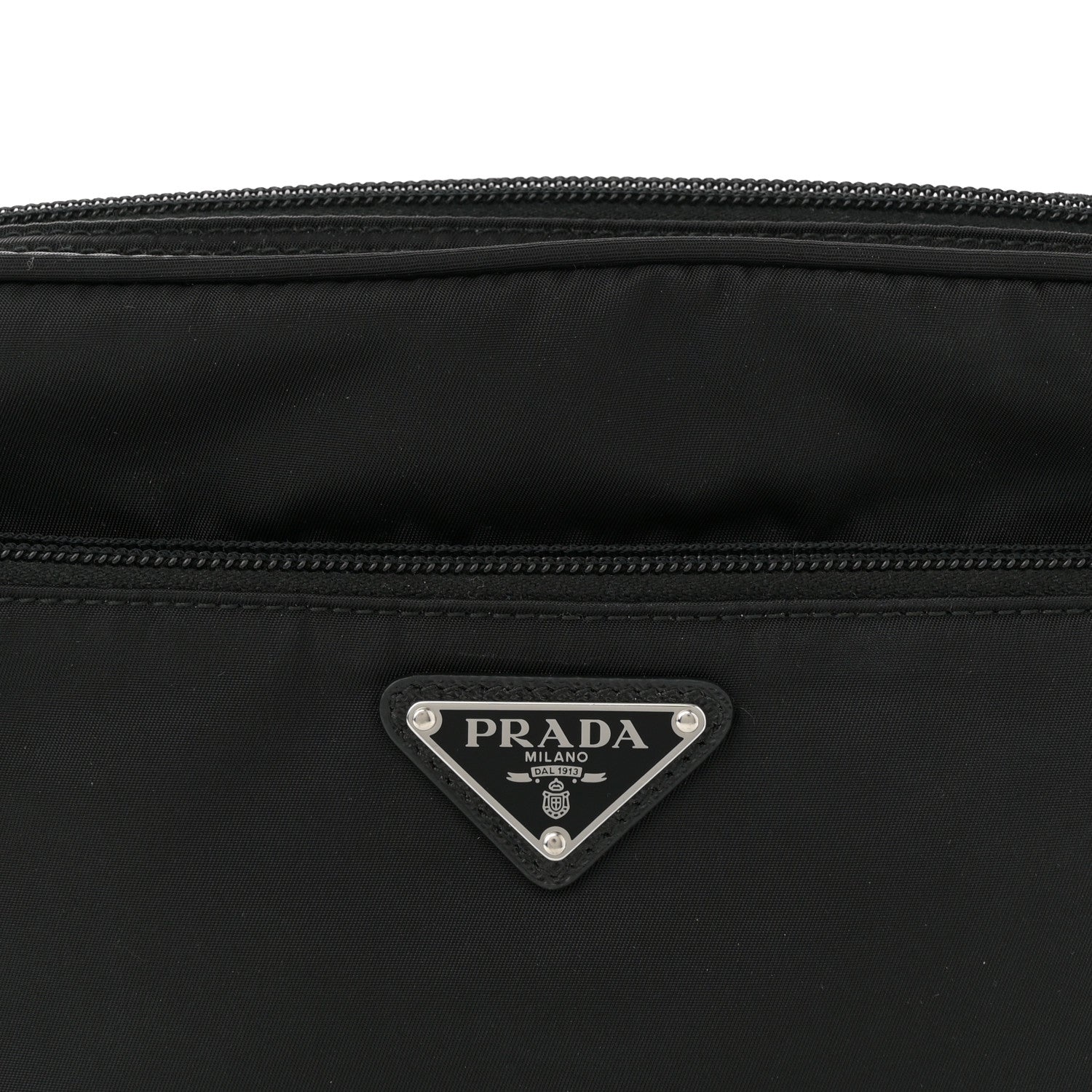 Prada Re-Nylon Vela Saffiano Pocket Double Zip Shoulder Bag Black 8 of 10