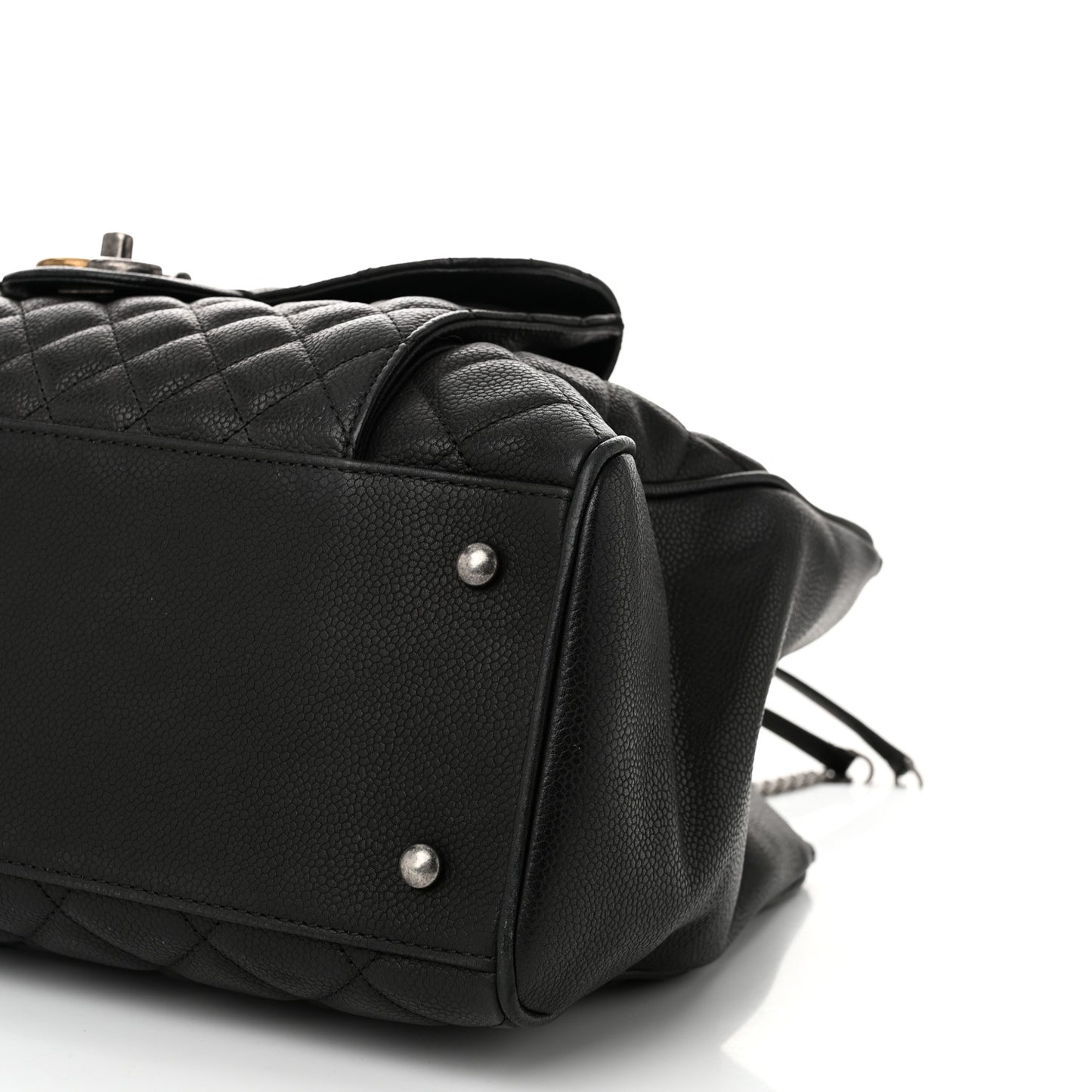 Caviar Quilted Large Casual Pocket Tote Black