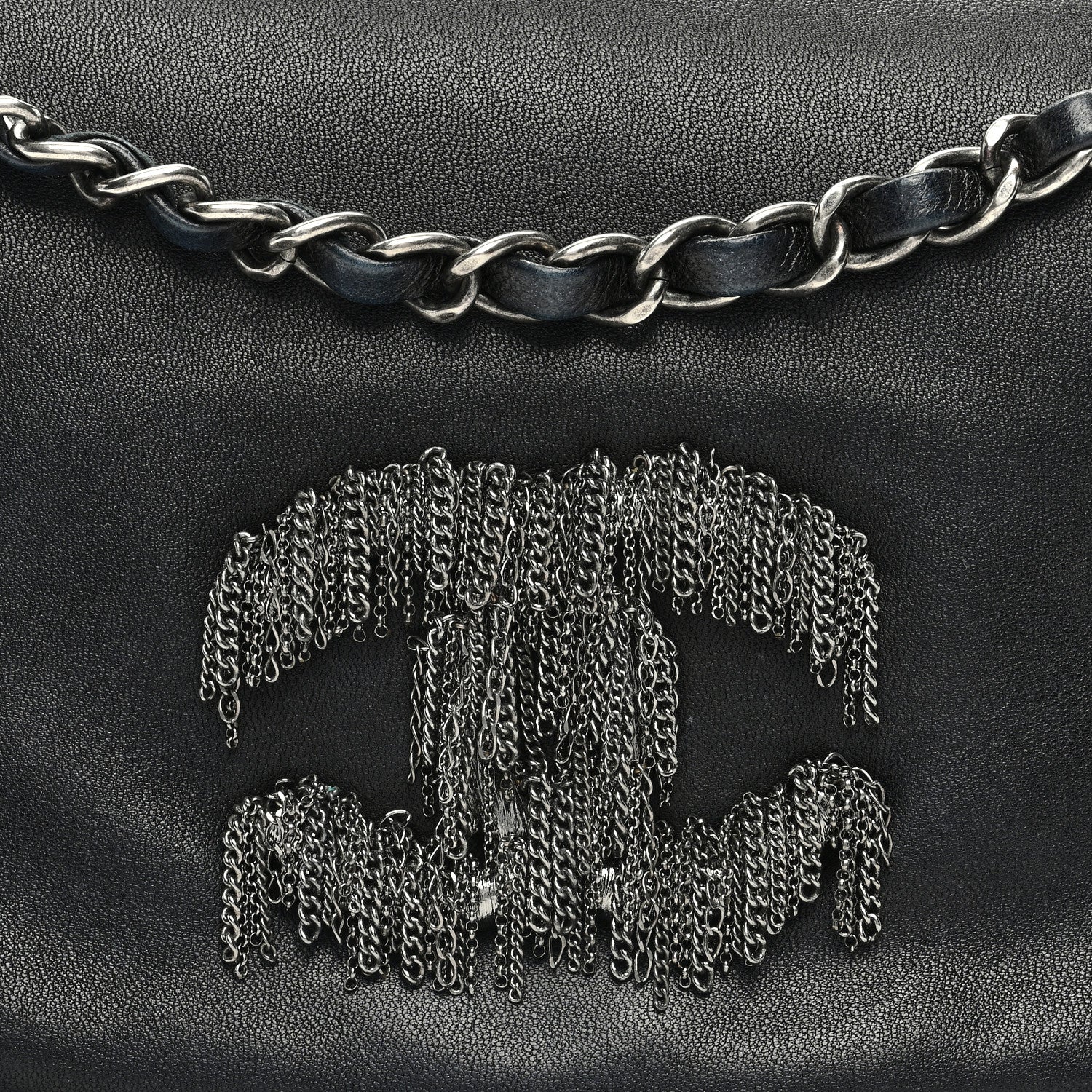 Chanel Lambskin Rock And Cabaret Chain Fringe Flap Black 8 of 11