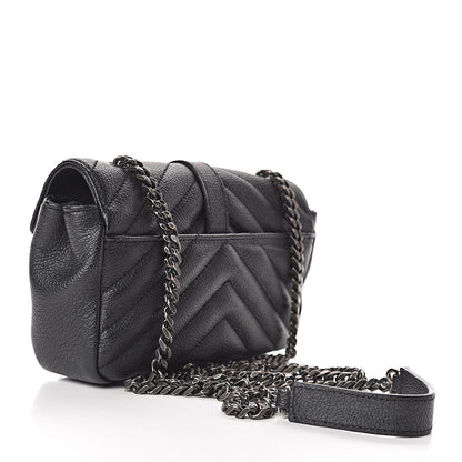 Saint Laurent Grained Calfskin Matelasse Chevron Classic Monogram Baby Chain Bag Black 3 of 9