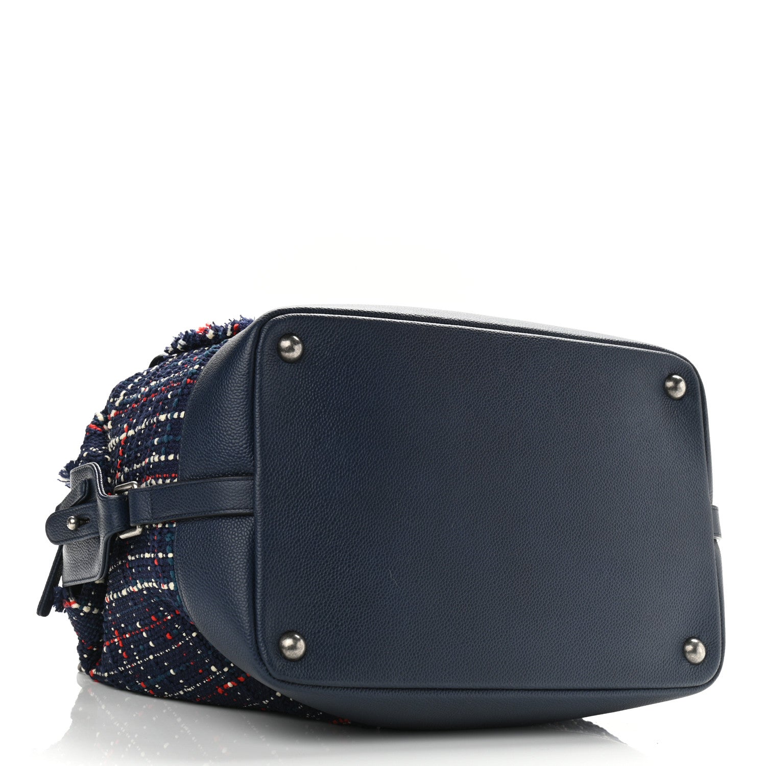 Chanel Tweed Trip Bowling Bag Navy Burgundy 4 of 8