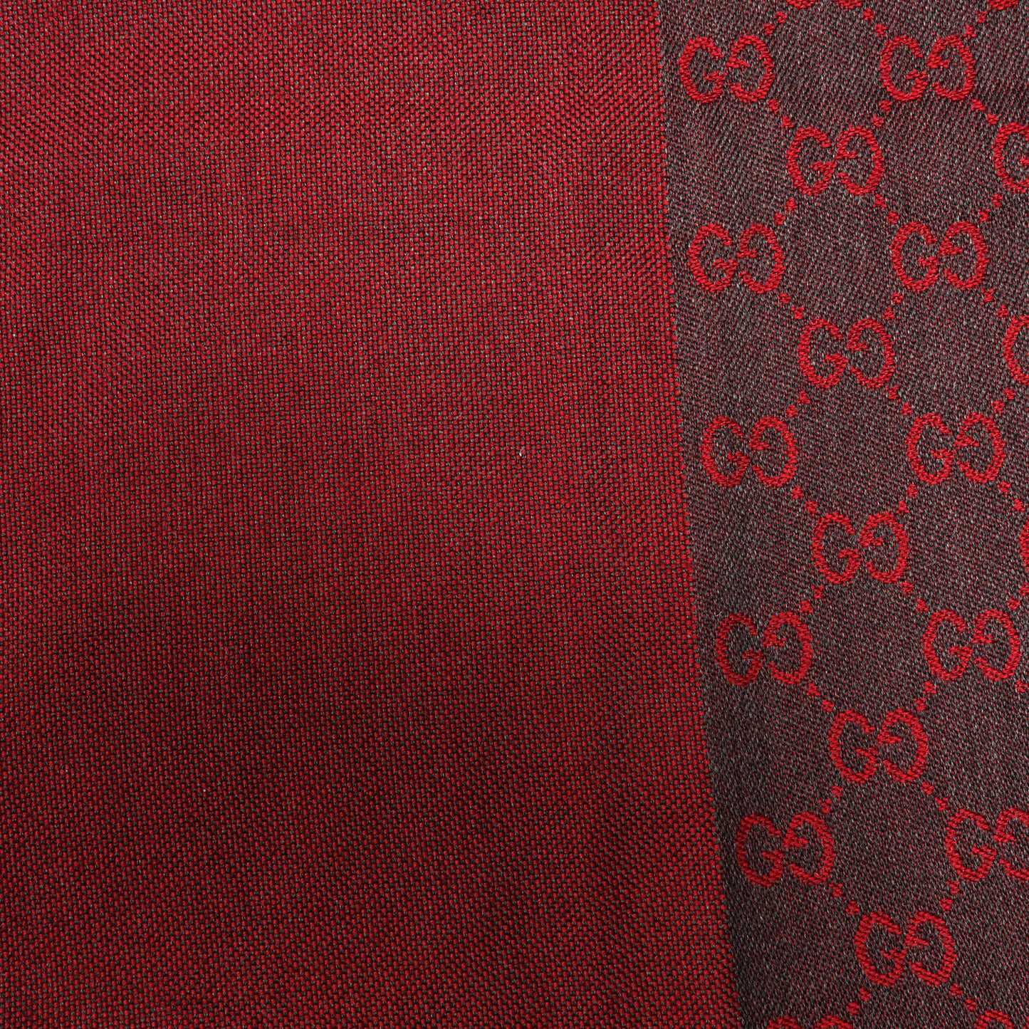 Wool GG Monogram HalfGG Fringe Scarf Anthracite Red