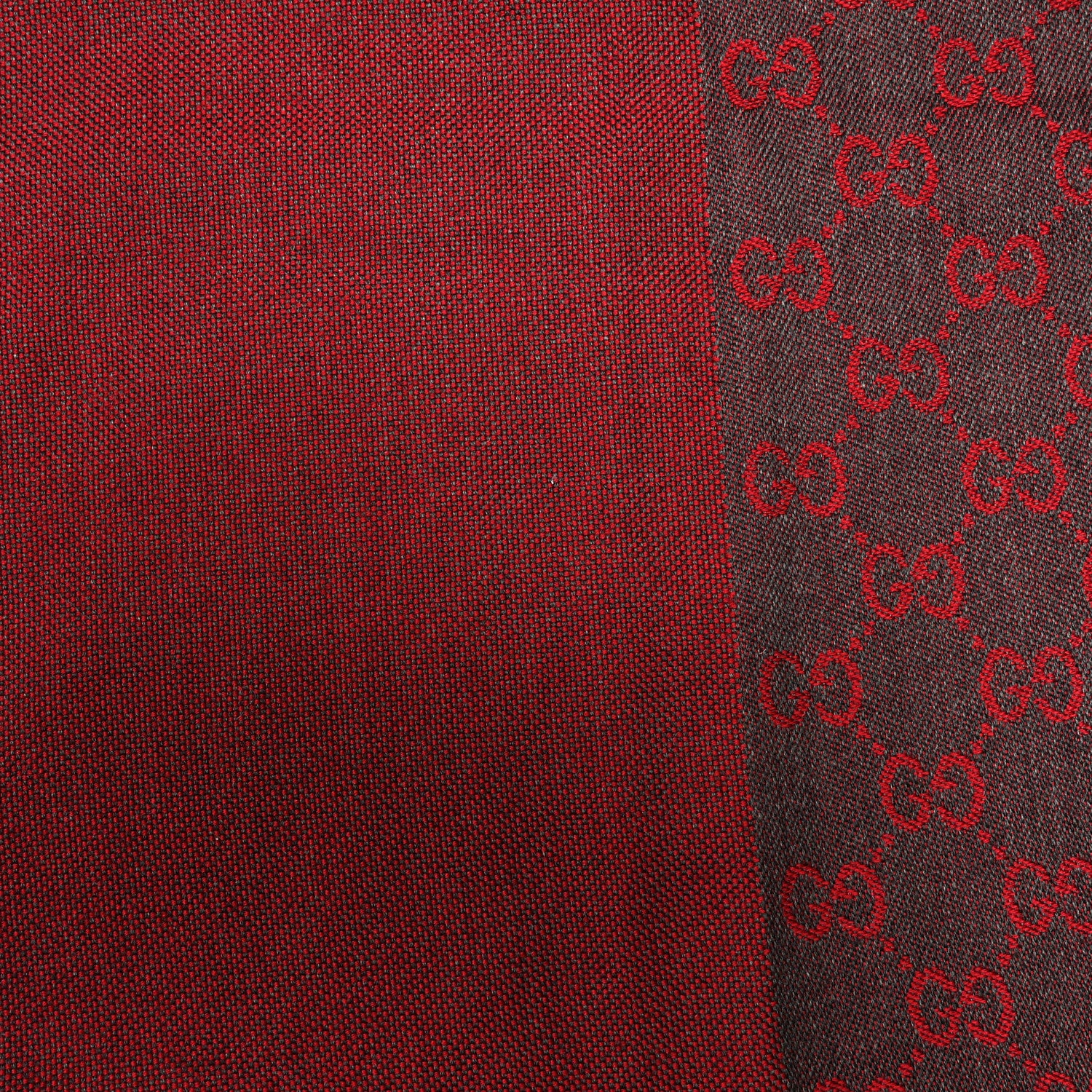 Gucci Wool GG Monogram HalfGG Fringe Scarf Anthracite Red 5 of 5